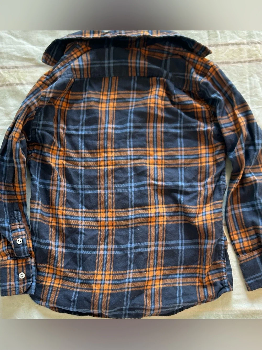 Crewcuts Boy’s Navy and Orange Plaid Button-Down Flannel Shirt